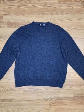 Calvin Klein Extra Fine Merino Knit V-Neck Sweater Mens 2XL Charcoal Gray Jumper